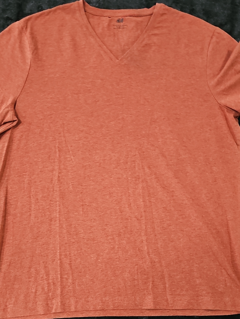 H&M Men's V-Neck Tee in Burnt Orange Heather